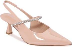 Berness Camille Rhinestone Pointed Toe Slingback Pump in Blush Beige at Nordstrom Rack, Size 10