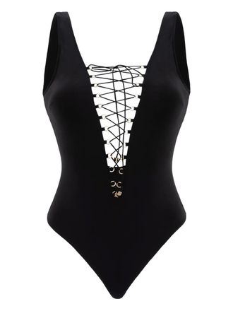 Noire Swimwear lace-up swimsuit - women - Polyamide/Elastane - M - Black