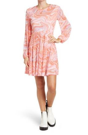 By Design Catherine Long Sleeve Mesh Babydoll Dress in Marble Trouble at Nordstrom Rack, Size X-Small