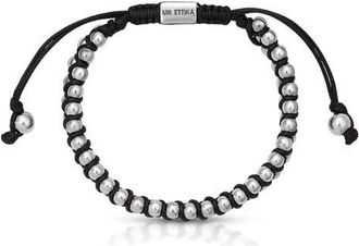 Mr.Ettika Mens Double Row Beaded Bracelet in Black at Nordstrom