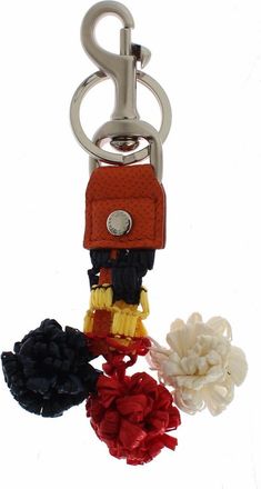 Dolce & Gabbana Multicolor Raffia Leather Clasp Finder Chain Womens Keyring