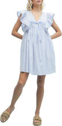 Wishlist Striped Bow Babydoll Dress in Blue/White at Nordstrom Rack, Size Medium