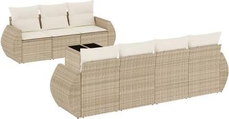 vidaXL Vidaxl - Juego De Sof&aacute;s De Jard&iacute;n Con Cojines Beige 8 Pzas Rat&aacute;n Pe