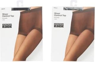 Nordstrom Rack 2-Pack Sheer Control Top Pantyhose in Raven at Nordstrom Rack, Size Plus