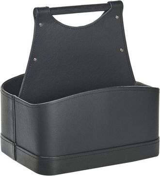 Beliani Beliani - Cesta De Almacenaje Hecha A Mano Con Asas Revistero Dos Compartimentos Piel Sint&eacute;tica Gris Grafito Uruk