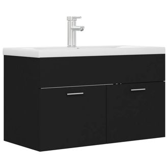 Berkfield Home Sink Cabinet with Built-in Basin Black Engineered Wood
