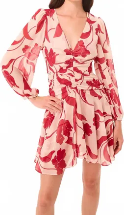 Misa Megan Mini Dress In Cherry Flora
