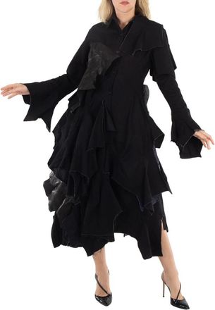 Yohji Yamamoto Black Multi Layered D Collar Dress, Brand Size 1 (Small)