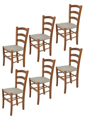 Tommychairs Tommychairs 6 Sillas Venice En Haya Nuez Claro, Asiento Tela Gamuza