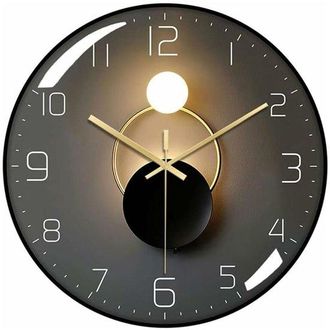 OEM Reloj De Pared Silencioso De 30 Cm (12 Pulgadas) - Sencillo Y Elegante - Reloj De Cuarzo - Reloj De Pared Silencioso Moderno - Marco Negro - Reloj De 