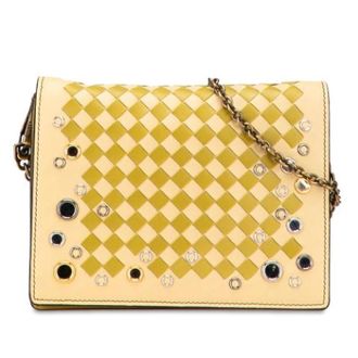 Bottega Veneta Pre-owned Nappa Leren Crossbody Tas - Dames - Vintage Schoudertas - Geel - ONE Size - Leer - Vintage