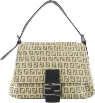 Fendi Pre-owned Mamma Baguette Canvas Shoulder Bag - Dames - Vintage Schoudertas - Beige - ONE Size - Vintage