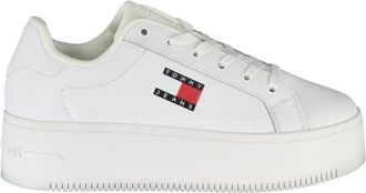 Tommy Hilfiger Witte polyester sneakers met veters - Dames - Sneakers - Wit - 40 EU - Polyester - Schoenen