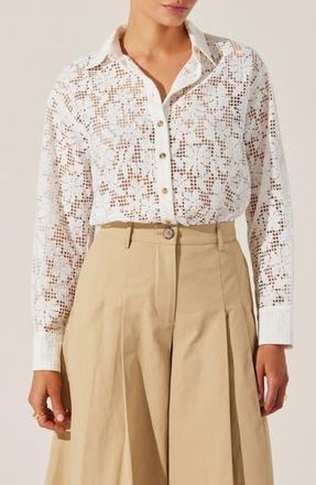 ASTR the Label Tisa Floral Lace Button-Up Shirt in Ivory at Nordstrom Rack, Size Medium