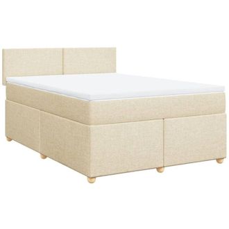 vidaXL Cama Box Spring Con Colch&oacute;n Tela Color Crema 140x190 Cm Vidaxl