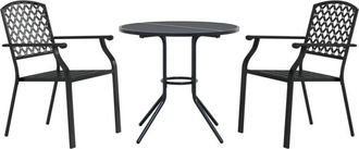 vidaXL Sillas jardín apilables 3 pzas acero recubrimiento polvo gris Vidaxl