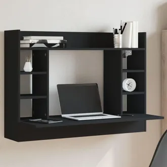vidaXL Vidaxl - Scrivania A Parete Nera 105x48x75 Cm In Legno Multistrato
