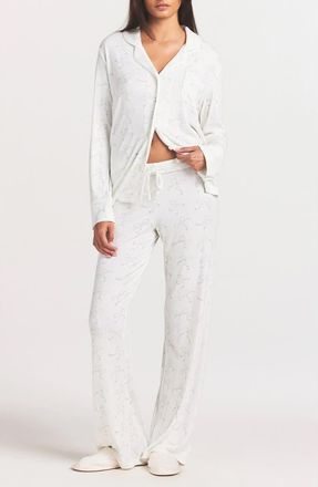SKIMS Soft Lounge Pajamas in Ivory Pearl Bows Print at Nordstrom, Size X-Large