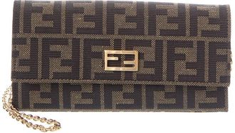 Fendi Fendi Ff Canvas & Leather Wallet On Chain