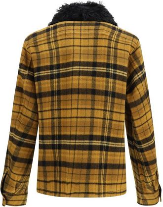 Fendi Check Wool with Curly Kalgan Shearling Collar Blazer - Yellow
