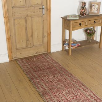 Runrug Hallway Carpet Runner Rug - Soft & Comfy, 9mm - Afrikans in Red | Size: 80 cm x 360 cm