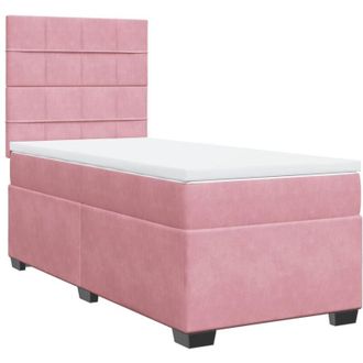 vidaXL Vidaxl - Cama Box Spring Con Colch&oacute;n Terciopelo Rosa 100x200 Cm