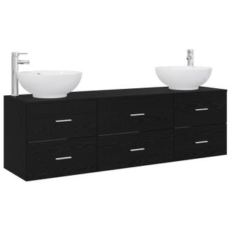 vidaXL Juego De Muebles De Ba&ntilde;o 3 Uds. Negro 49,5 X 44,5 X 65 Cm Vidaxl
