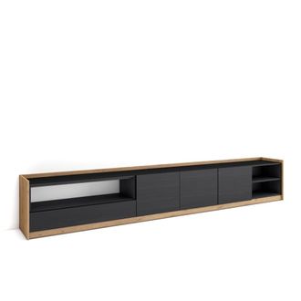 Skraut Home Mueble tv efecto madera negro y roble 310x37x50cm