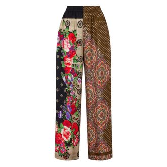 Moschino Wide Trousers, female, Multicolor, Size: M Stampa Piazzata Mix Foulard Wide Trousers