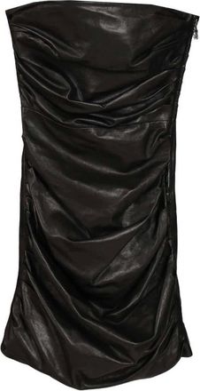 Amiri Kleedjes, Dames, Zwart, M, Leer, Draped Lamsleren Mini Jurk