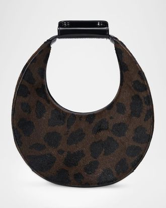 Staud Goodnight Moon Leopard Calf Hair Crossbody Bag