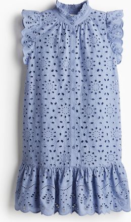 H&M Kleid mit Broderie Anglaise - Blue