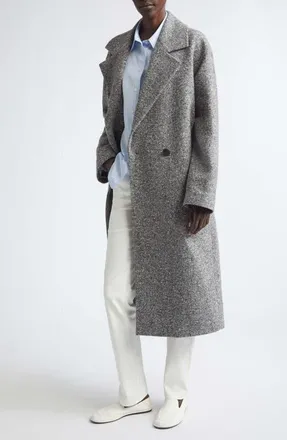 Lafayette 148 New York Notch Lapel Alpaca & Wool Blend Coat in Graphite Multi at Nordstrom, Size X-Small