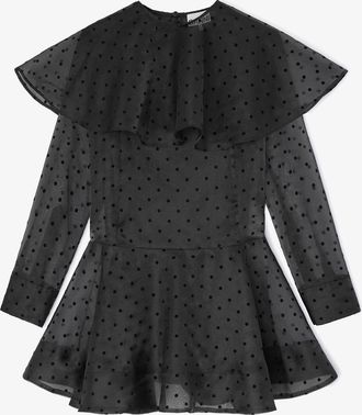 Ganni Black Organza Circle Collar Dress - Size 10/12