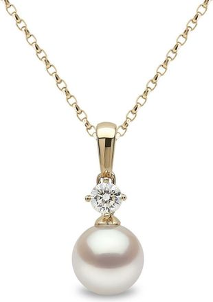 Yoko London 18kt yellow gold Classic Akoya pearl and diamond necklace - women - 18kt Yellow Gold/Diamond/Akoya Pearl - One Size