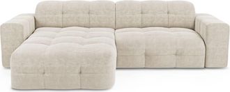 Sia Home Sof&aacute; esquinero izquierdo 5 plazas terciopelo crema 230 cm