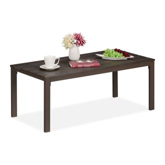 Relaxdays Relaxdays Mesa De Jard&iacute;n, Resistente Intemperie, Efecto Madera, Terraza Y Balc&oacute;n, 39x98x48 Cm, Mesita Exterior, Marr&oacute;n