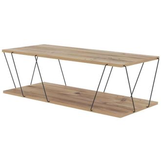 Decortie Decortie - Tavolino basso 2 livelli decorato in legno di pino e nero L120 cm - labranda