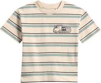Next Kids Stripe Train Cotton T-Shirt in Beige Multi at Nordstrom, Size 1.5-2Y