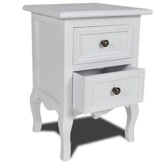 vidaXL Mesita De Noche Con 2 Cajones Mdf Blanca Vidaxl
