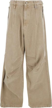 Wooyoungmi 3D Wijde Denim Broek - Heren - Wijde Broeken - Beige - L - Denim - Broeken