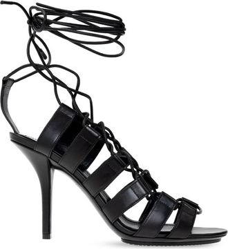 Burberry Ladies Black Beverly Cut-Out Leather Laced Stiletto-Heel Sandals, Brand Size 35 (US Size 5)