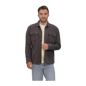 Butcher of Blue Phil Peached Jersey Overshirt - Heren - Casual Overhemden - Grijs - S - Katoen - Overhemden