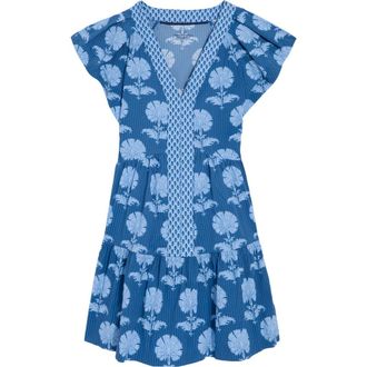 Vineyard Vines Sophie Mixed Print Harbor Dress in Quinn Floral Moon at Nordstrom, Size Xx-Small