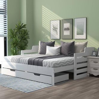 Merax White Daybed with Trundle & Storage Drawer | Size: Single