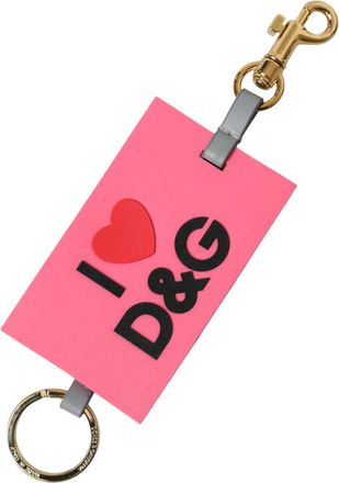 Dolce & Gabbana Roze Siliconen DG Logo Gouden Messing Sleutelhanger