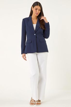 Roman Womens Smart Longline Blazer - Blue - Size 10 UK