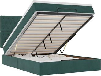 vidaXL Estructura Cama Otomana Colchones Terciopelo Verde Oscuro Vidaxl