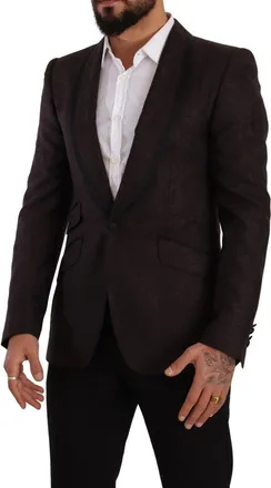 Dolce & Gabbana Purple Jacquard Single Breasted SICILIA Mens Blazer