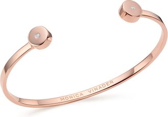 Monica Vinader Rose Gold Linear Solo Diamond Cuff Diamond